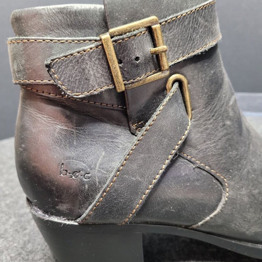 BOC Harness Ankle Boots Womens 10 Distressed Black Leather Zip Block Heel Bootie - Picture 6 of 9